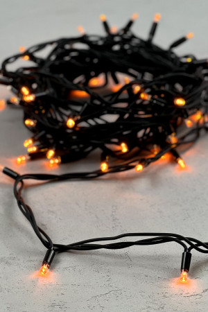Гирлянда Нить 10 м., желтый, 220В, 75 LED, Провод Черный Каучук, IP65, LTC (LL75-1-2Y) 