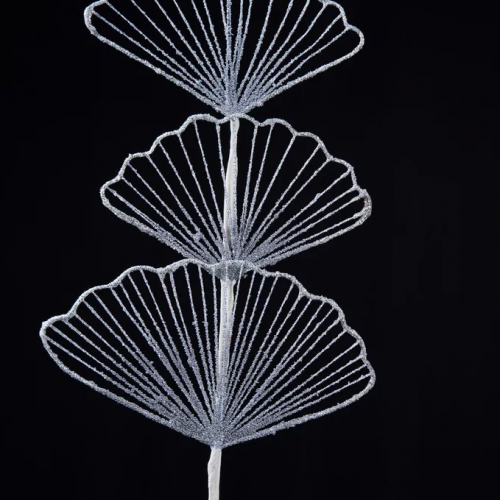 Ветвь Гинго белая с серебром 25х71 см., Christmas DeLuxe (88894)