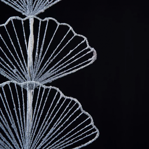 Ветвь Гинго белая с серебром 25х71 см., Christmas DeLuxe (88894)