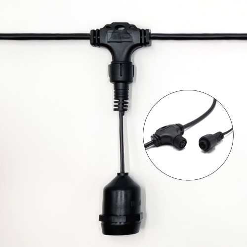 Белт-Лайт UNIBELT 5 м., провод черный Каучук, шаг 25 см., 20 подвесных патронов, IP65, LTC (UBL5m/20L-1)