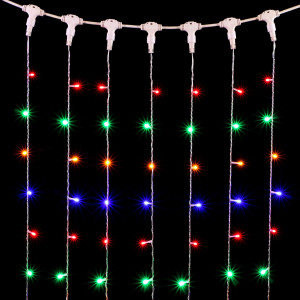 Светодиодный занавес 2*2 м., 400 разноцветных LED ламп, прозрачный провод ПВХ, LTC (PCL402-10-2M)