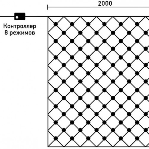 Светодиодная сетка с контроллером 2*3 м., 384 разноцветных LED ламп, прозрачный ПВХ, LTC (NTL384C-10-2M)