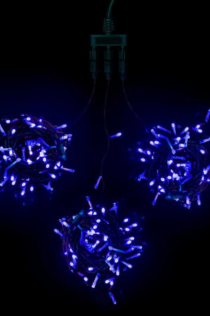 Комплект мерцающих гирлянд на деревья 60 м., 3 луча по 20 м, 24V, 600 синих LED ламп, черный ПВХ, LTC (KDD600BLW-11-1B)
