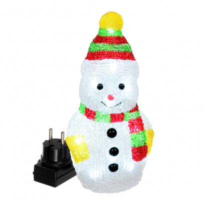 Световая акриловая фигура Снеговик 16 холодных белых ламп, 10.5*20 см., 24В, прозрачный провод, Vegas (55102)