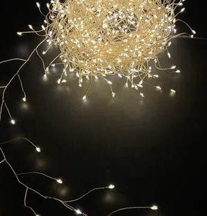 Гирлянда Капли 400 белых микро ламп, 1000 см., 8 функций, таймер, серебряный провод, Luca (88112)