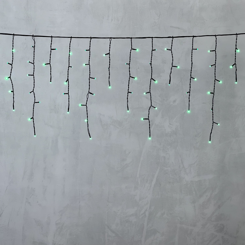 Светодиодная бахрома 4,9*0,5 м., 240 зеленых LED ламп, черный провод ПВХ, Beauty Led (PIL240-11-2G)