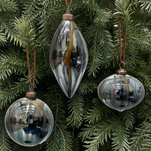 Набор стеклянных украшений Акварель 80 мм., темно-серый, 9 шт., Christmas DeLuxe (13074)