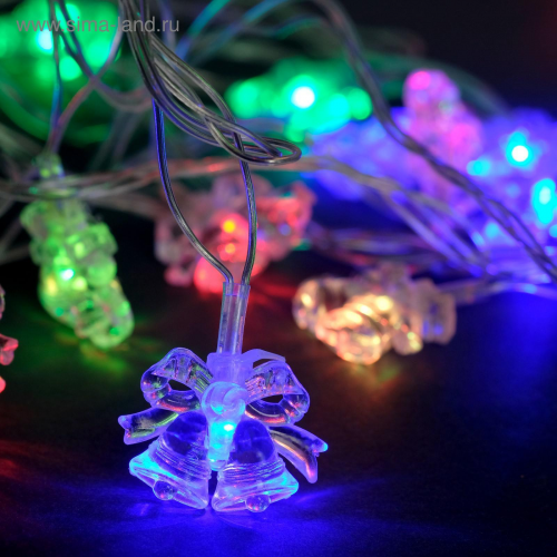 Гирлянда Колокольчики 5 м., IP20, 20 LED, свечение мульти (RG/RB), мигание, 220 В, Luazon Lighting (1080397)