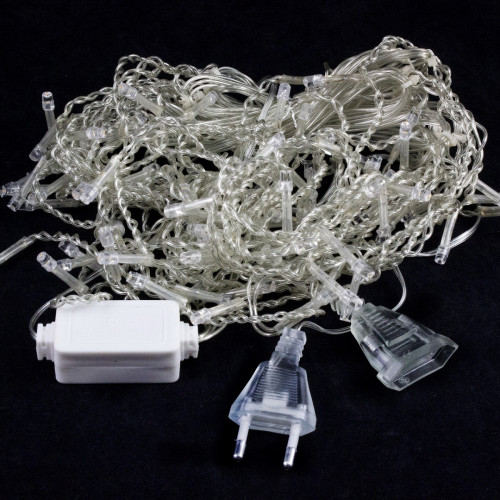 Светодиодная мерцающая бахрома 3*0.8 м., 220V, 100 разноцветных LED ламп, прозрачный силикон, Winner (m.02.5T.100+)