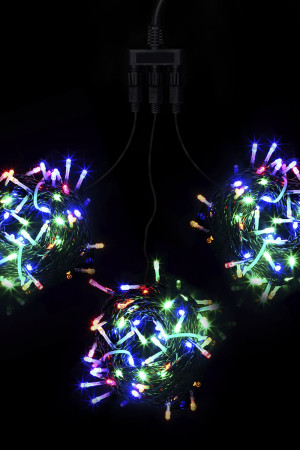 Комплект мерцающих гирлянд на деревья 60 м., 3 луча по 20 м, 24V, 600 разноцветных LED ламп, черный ПВХ, LTC (KDD600BLW-11-1M)