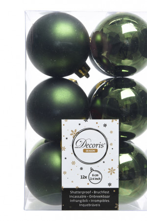 Набор пластиковых шаров Дивный 60 мм., зеленый, 12 шт., Kaemingk (021975)