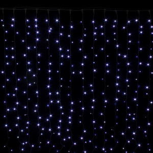 Занавес с мерцающим диодом 3*3 м., 220V, 600 холодных белых LED ламп, черный провод, Winner Light (w.03.6B.600+)