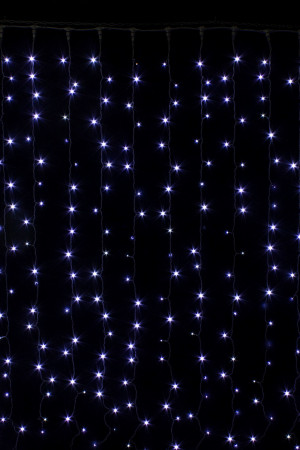 Занавес с мерцающим диодом 3*3 м., 220V, 600 холодных белых LED ламп, черный провод, Winner Light (w.03.6B.600+)