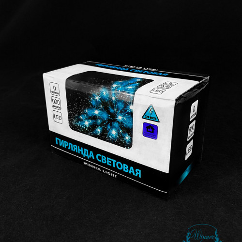 Занавес с мерцающим диодом 3*3 м., 220V, 600 холодных белых LED ламп, черный провод, Winner Light (w.03.6B.600+)