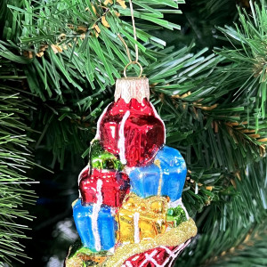 Елочное украшение Сани с подарком, стекло, 10.5 см., 1 шт., Витус (А171)