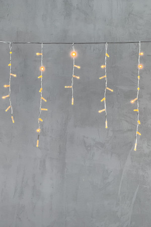 Светодиодная бахрома с колпачком 4,9*0,5 м., 189 желтых LED ламп, прозрачный провод ПВХ, IP65, LTC (PIL189CAP-10-2Y)