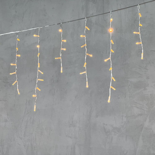 Светодиодная бахрома с колпачком 4,9*0,5 м., 189 желтых LED ламп, прозрачный провод ПВХ, IP65, LTC (PIL189CAP-10-2Y)