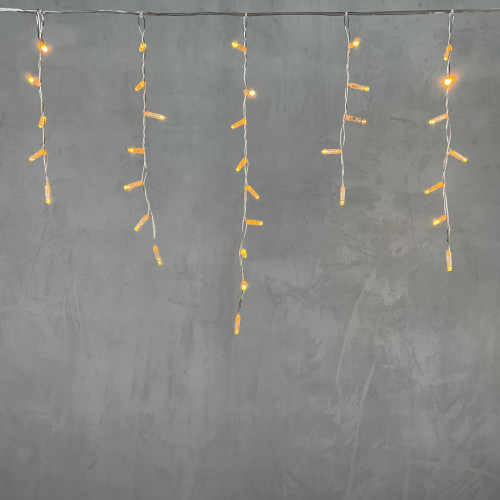 Светодиодная бахрома с колпачком 4,9*0,5 м., 189 желтых LED ламп, прозрачный провод ПВХ, IP65, LTC (PIL189CAP-10-2Y)