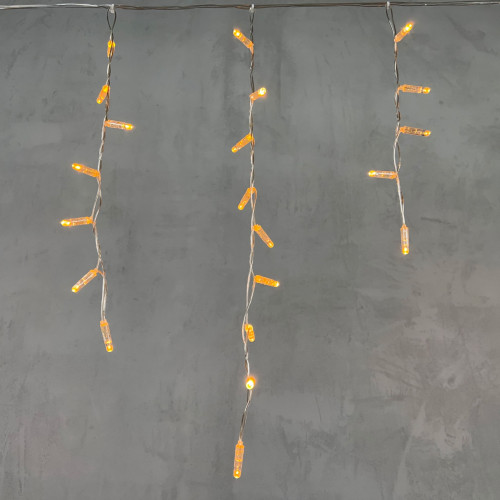 Светодиодная бахрома с колпачком 4,9*0,5 м., 189 желтых LED ламп, прозрачный провод ПВХ, IP65, LTC (PIL189CAP-10-2Y)