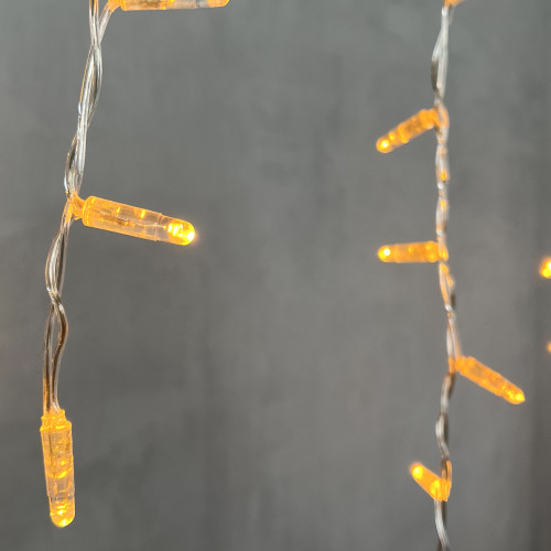 Светодиодная бахрома с колпачком 4,9*0,5 м., 189 желтых LED ламп, прозрачный провод ПВХ, IP65, LTC (PIL189CAP-10-2Y)