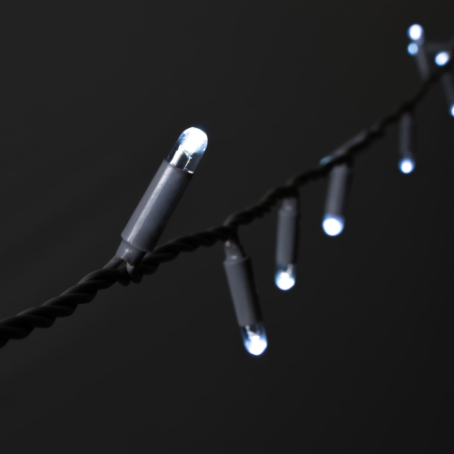 Светодиодная нить 10 м., 24 В, 100 LED, холодный белый, серый провод каучук, LTC (ECO100-5-1W)