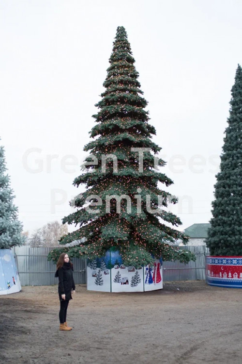 Уличная светодинамическая елка Таежная Премиум зеленая 13 м., ствольная, ПВХ, Green Trees (GT13TAPVCLED)