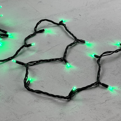 Гирлянда Нить 10 м., зеленый, 220В, 75 LED, Провод Черный Каучук, IP65, LTC (LL75-1-2G) 