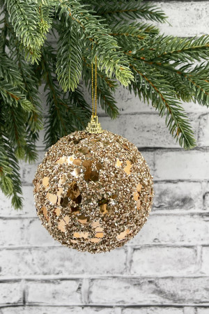 Шар новогодний Бисер 10 см., золотой, пенопласт, Christmas DeLuxe (86852) 