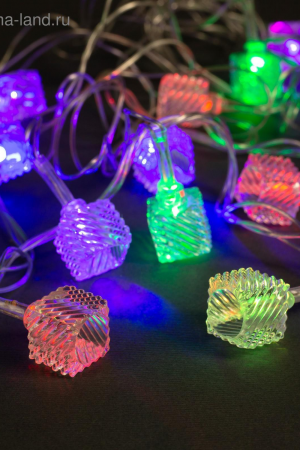 Гирлянда Кубики тающие 5 м., IP20, 20 LED, свечение мульти (RG/RB), мигание, 220 В, Luazon Lighting (1080395) 