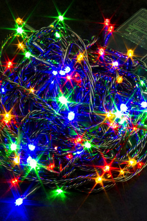 Светодиодная нить 7 м., 220V, 100 разноцветных LED ламп, контроллер, черный провод, Winner (m.01.5B.100-)