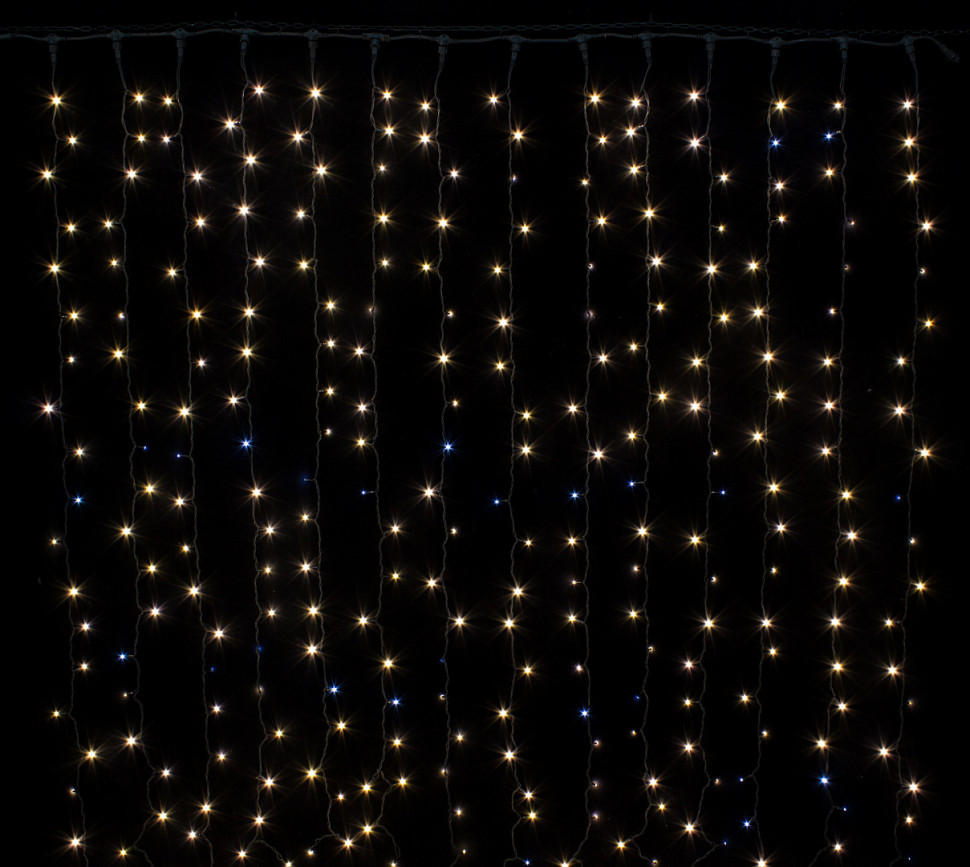 Занавес с мерцающим диодом 3*3 м., 220V, 600 теплых белых LED ламп, черный провод, Winner Light (ww.03.6B.600+)