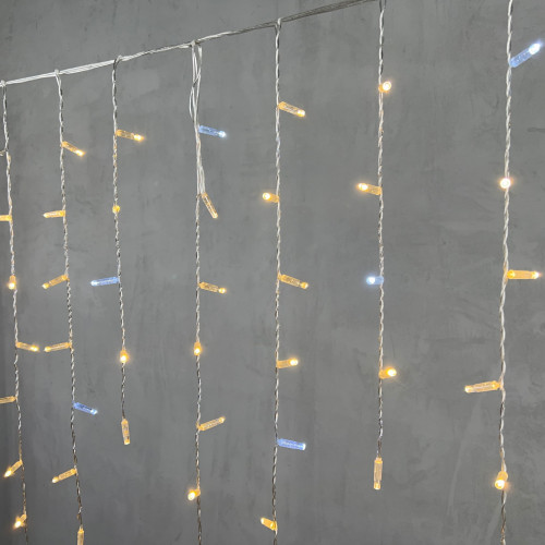 Светодиодная бахрома с колпачком 4,9*0,9 м., 280 теплых белых LED ламп, мерцание, прозрачный провод ПВХ, IP65, Beauty Led (PIL280BLWCAP-10-2WW)