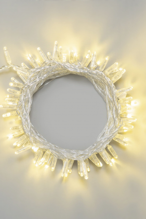 Светодиодная гирлянда 10 м. с колпачком, 100 LED, шампань, 220 В, статика, прозрачный провод ПВХ, IP65, LTC (PST100CAP-10-2CH)