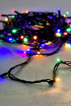 Гирлянда Нить 10 м., разноцветный, 220В, 75 LED, Провод Черный Каучук, IP65, LTC (LL75-1-2M) 