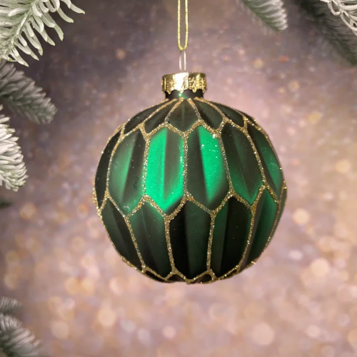 Набор стеклянных украшений Жаклин 80 мм., изумрудный, 9 шт., Christmas DeLuxe (13032)