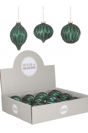 Набор стеклянных украшений Жаклин 80 мм., изумрудный, 9 шт., Christmas DeLuxe (13032)