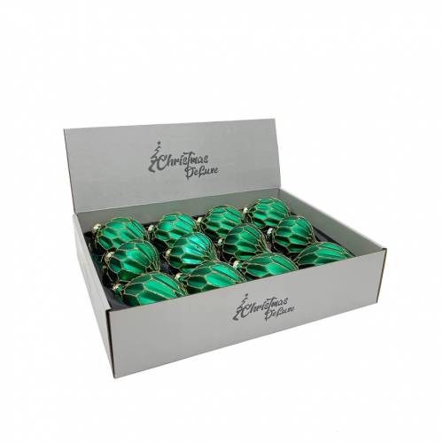 Набор стеклянных украшений Жаклин 80 мм., изумрудный, 9 шт., Christmas DeLuxe (13032)