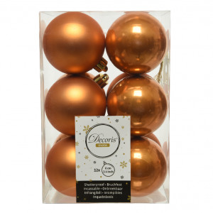 Набор пластиковых шаров Дивный 60 мм., янтарный, 12 шт., Kaemingk (022008)