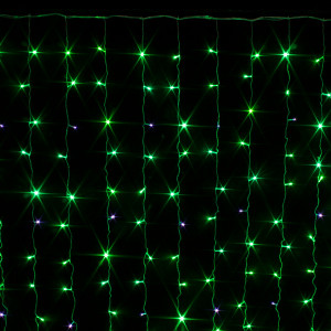Занавес с мерцающим диодом 2*3 м., 220V, 320 зеленых LED ламп, соединяемый, прозрачный провод, Winner Light (G.03.5T.320+)