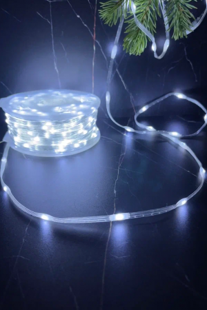 Светодиодная нить Роса 500 холодных ламп, 25 м., плоский провод, прозрачный провод, Luca (89953)
