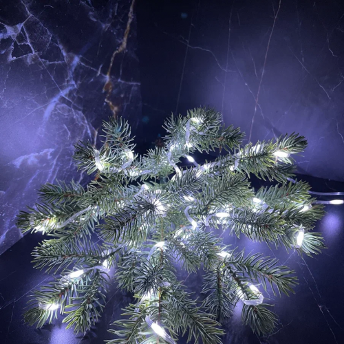 Светодиодная нить Роса 500 холодных ламп, 25 м., плоский провод, прозрачный провод, Luca (89953)