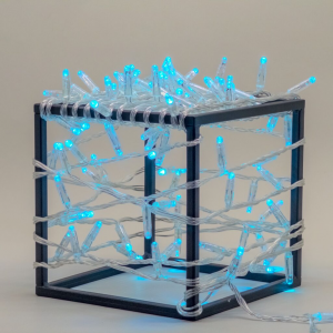 Светодиодная гирлянда 10 м. с колпачком, 100 LED, небесно-голубой, 220 В, статика, прозрачный провод ПВХ, IP65, LTC (PST100CAP-10-2SB)