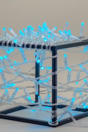 Светодиодная гирлянда 10 м. с колпачком, 100 LED, небесно-голубой, 220 В, статика, прозрачный провод ПВХ, IP65, LTC (PST100CAP-10-2SB)