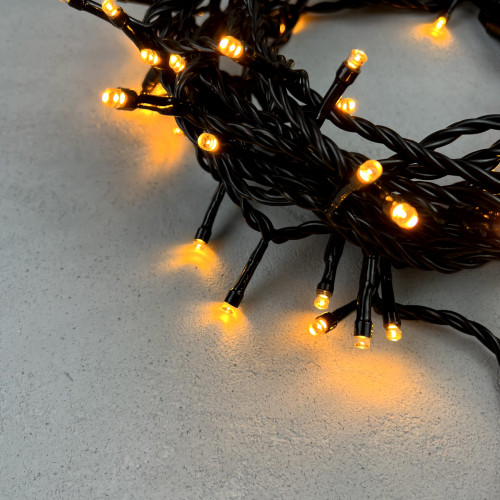 Светодиодная нить 100 экстра теплых белых LED ламп, 10 м., 24В, черный провод ПВХ, LTC (PST100-11-1EWW)