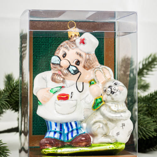 Елочное украшение Доктор Айболит, стекло, 13,5 см., 1 шт., Витус (59327)