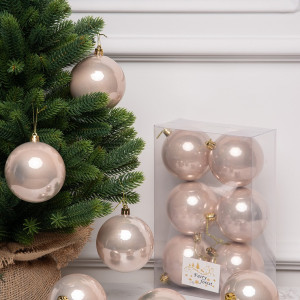 Набор пластиковых шаров Анет 80 мм., жемчужный перламутр, 6 шт., ЕлкиТорг (150324)