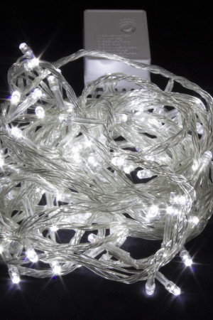 Светодиодная нить 7 м., 220V, 100 холодных белых LED ламп, контроллер, прозрачный провод, Winner Light (w.01.5T.100-)