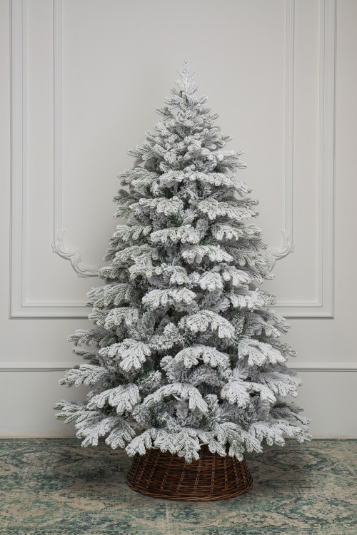 Искусственная елка Аляска заснеженная 210 см., 500 теплых белых LED ламп, литая+пвх, ЕлкиТорг (149210)