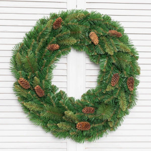 Рождественский венок Байкальский с шишками 60 см., Леска+ПВХ, ЕлкиТорг (52076) 