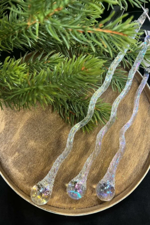 Набор сосулек Радужная капель 16,5 см., 3 шт., стекло, Christmas DeLuxe (14055)